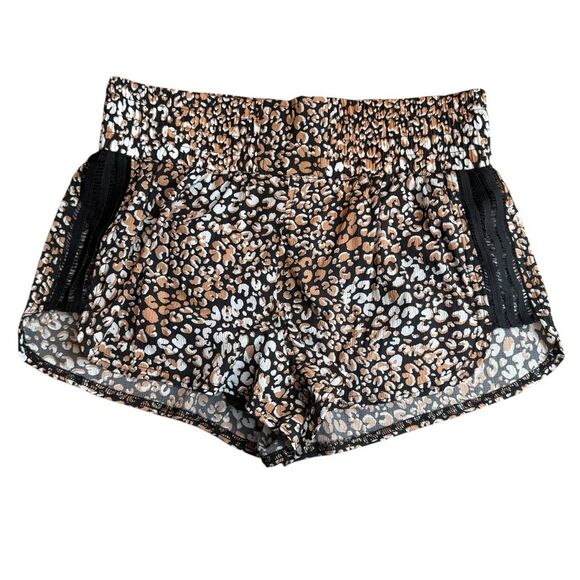 Free People Movement S Run Wild Shorts Animal Print Brown Black Lined Athleisure - Picture 10 of 12